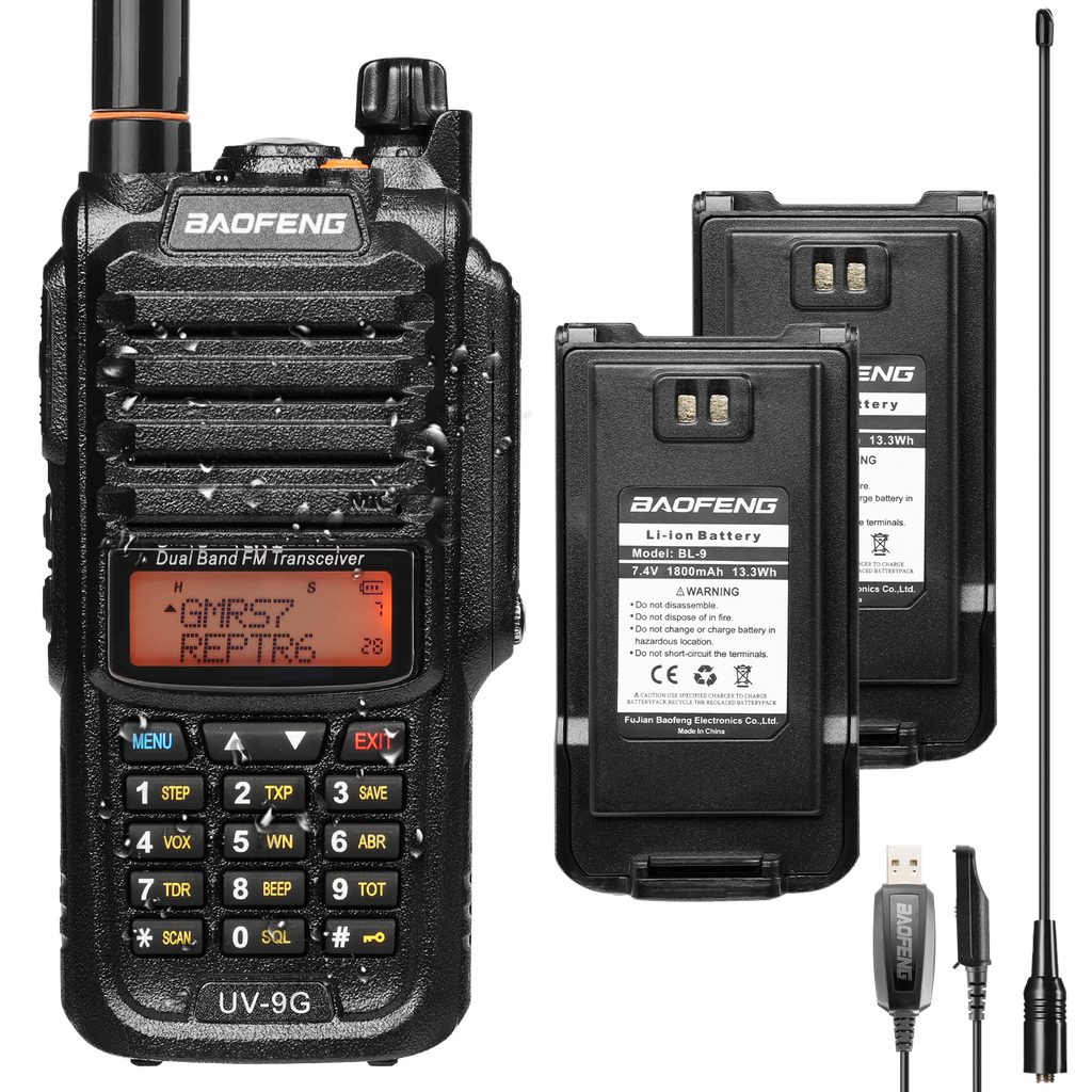 UV9G IP67 Waterproof GMRS Radio with Long Antenna [1 Pack] Baofeng