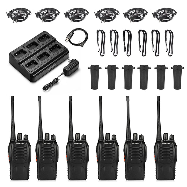 BF-888S [6 Packs + Six-way Charger + Programming Cable] Baofeng