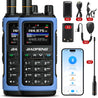 Blue Baofeng UV-7B with accessories on a white background