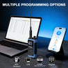 Laptop, UV-7B, and smartphone with multiple programming options on a blue background