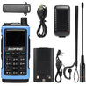 Baofeng UV-7B walkie talkie set with accessories on a white background