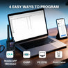 Laptop with smartphone and UV-5G Mini on a desk, displaying '4 Easy Ways to Program' text.