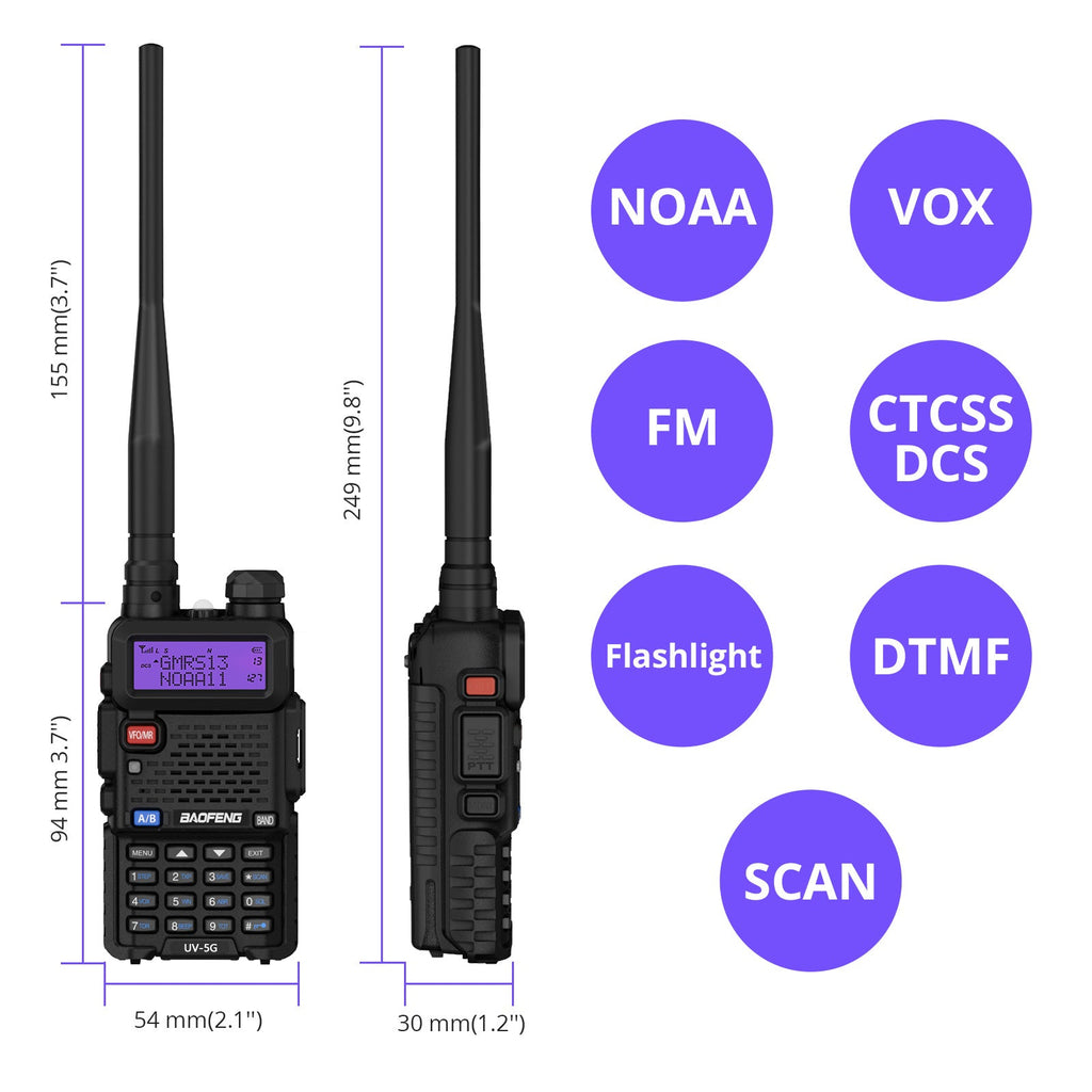 UV-5G (UV-5X) GMRS Radio [4 Pack] Baofeng