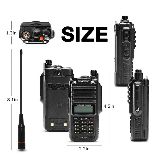 UV-9G GMRS Radio size