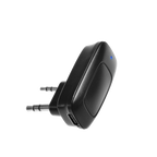 Black Bluetooth adapter with USB and audio jack on a white background