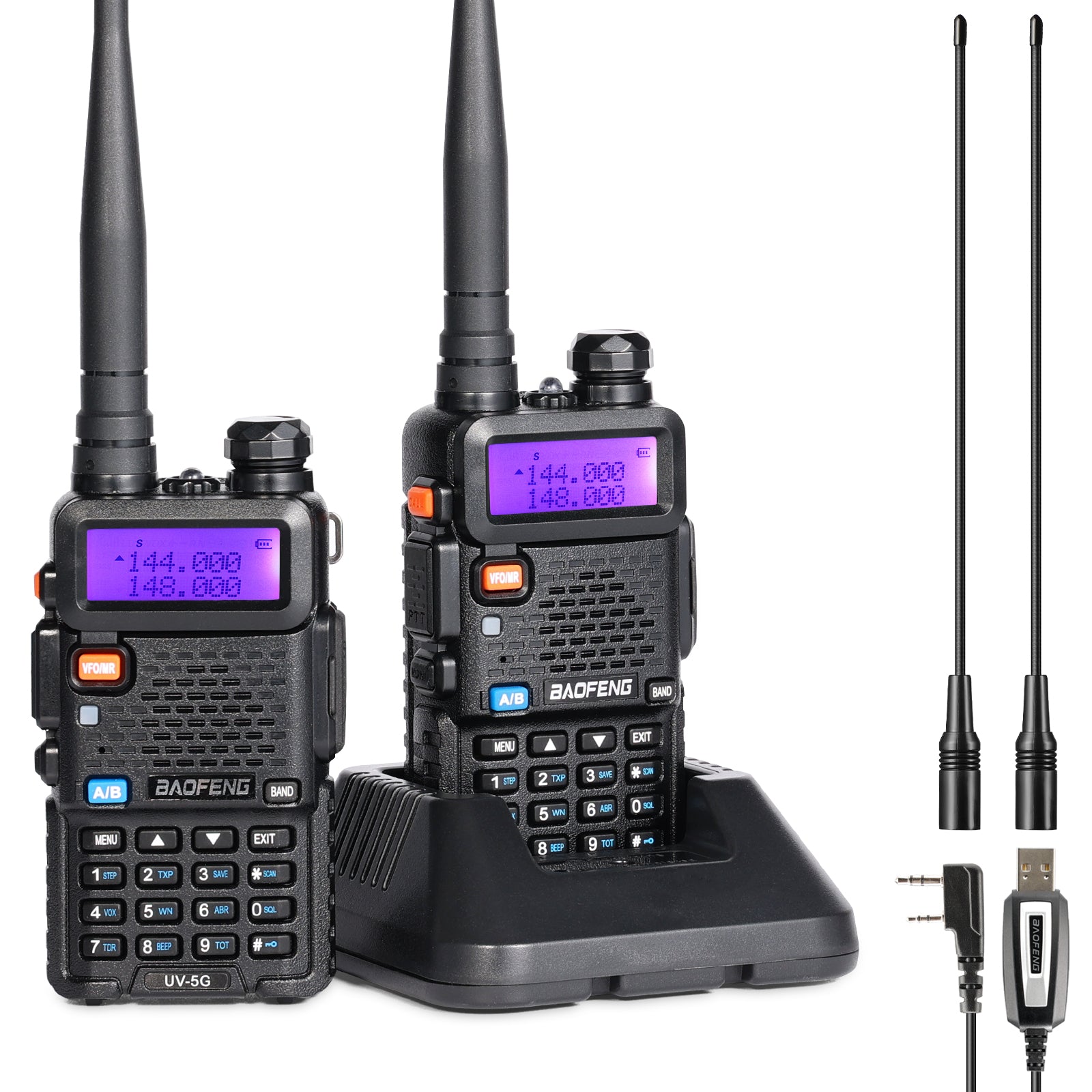UV-5G 5W GMRS Radio Long Antenna Set [2 Pack] Baofeng