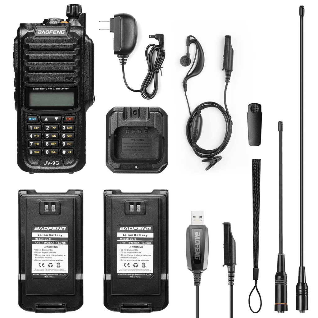 UV-9G IP67 Waterproof GMRS Radio with Long Antenna [1 Pack] package content 