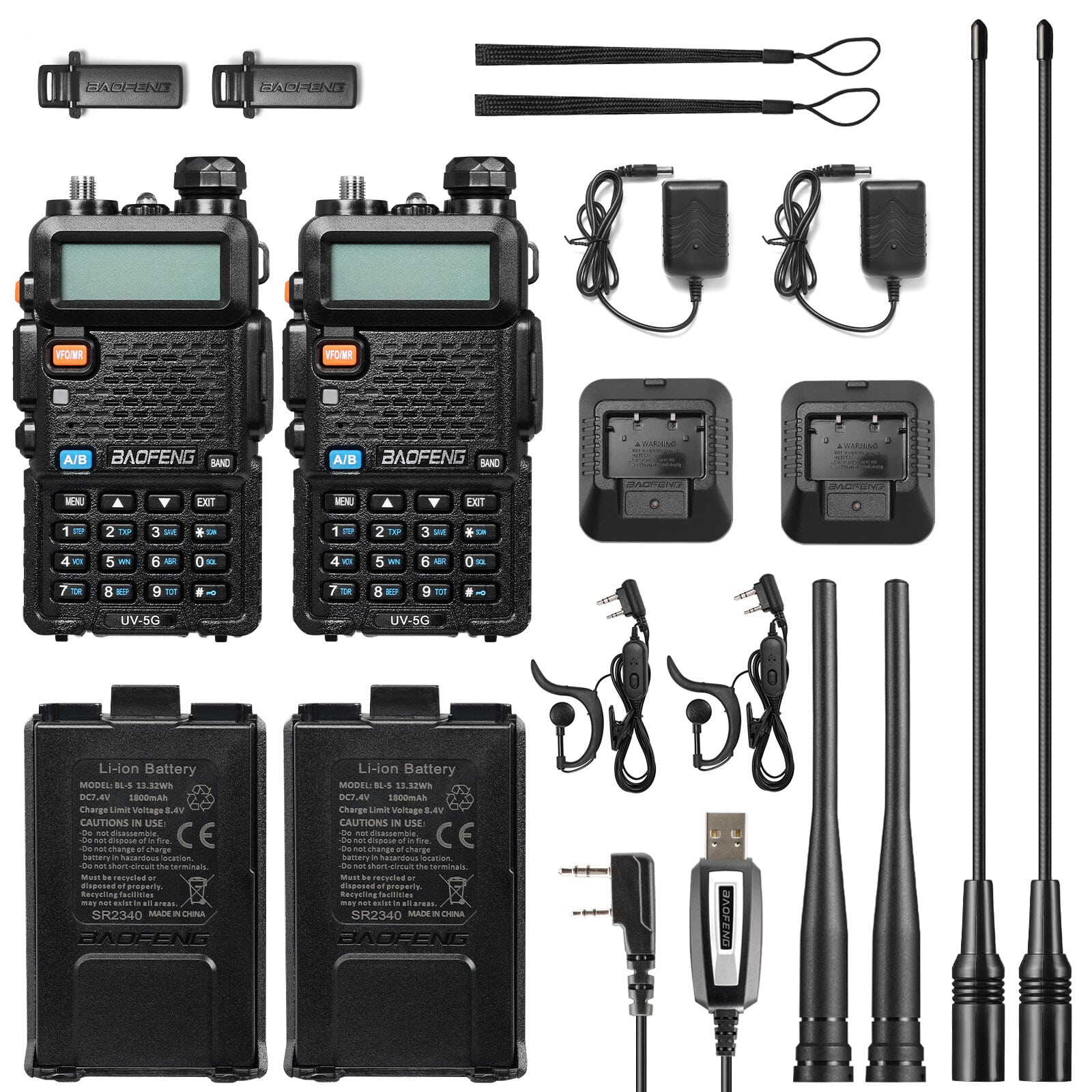 UV-5G 5W GMRS Radio Long Antenna Set [2 Pack] package content 