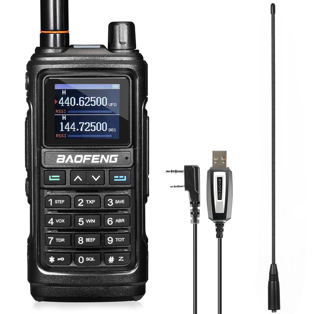 Front view of the UV-17R 5W Dual Band Radio [Long Antenna Set] Baofeng