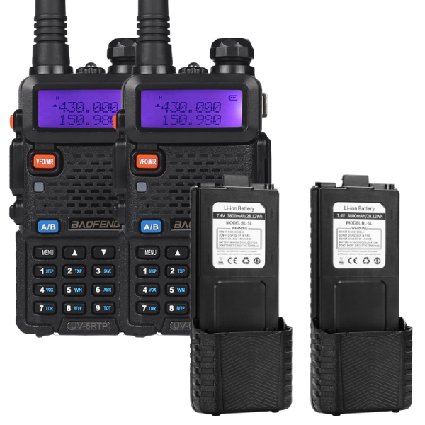 UV-5RTP with Extended 3800mAh Battery [2 Pack] Baofeng