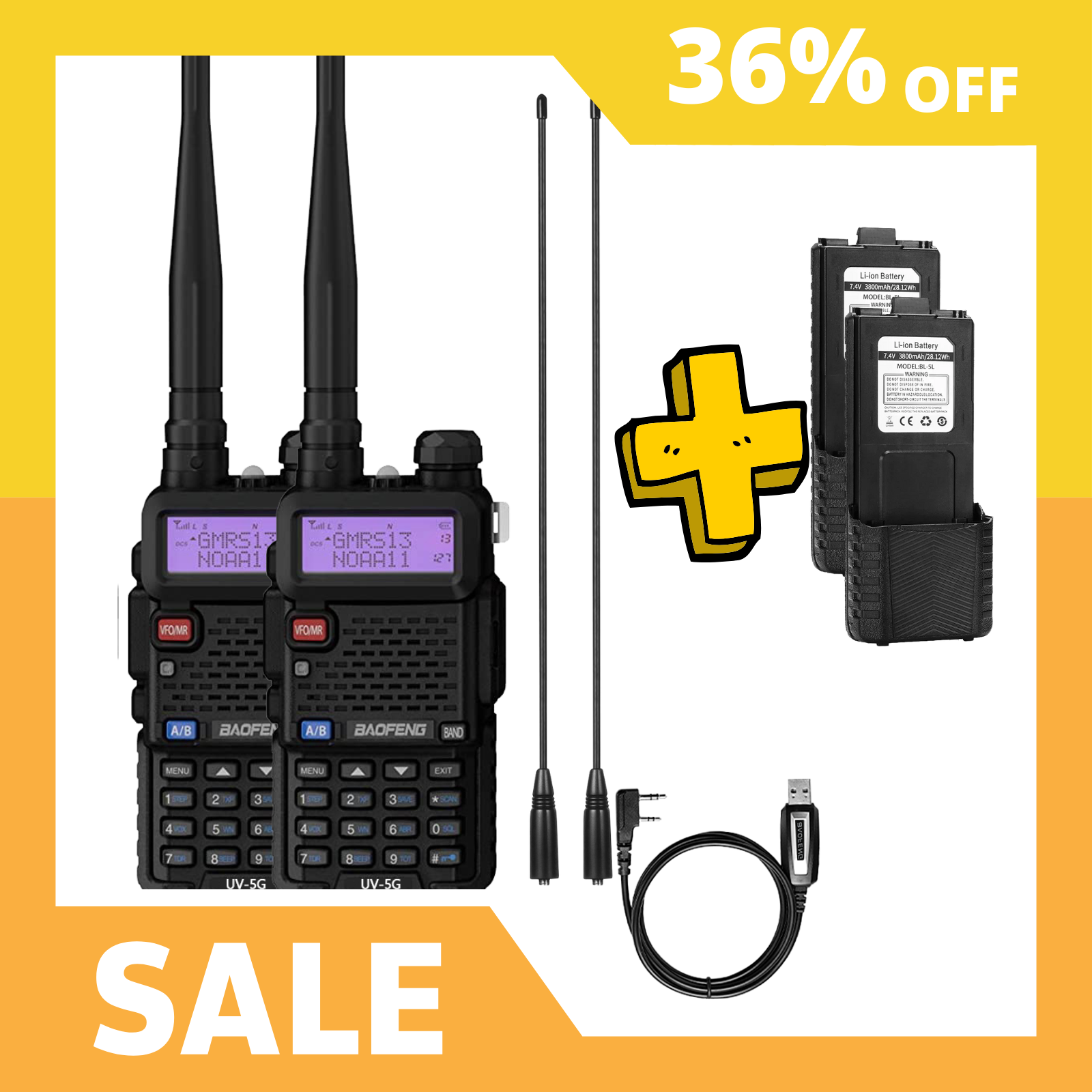 UV-5G 5W GMRS Radio Long Antenna Set [2 Pack]