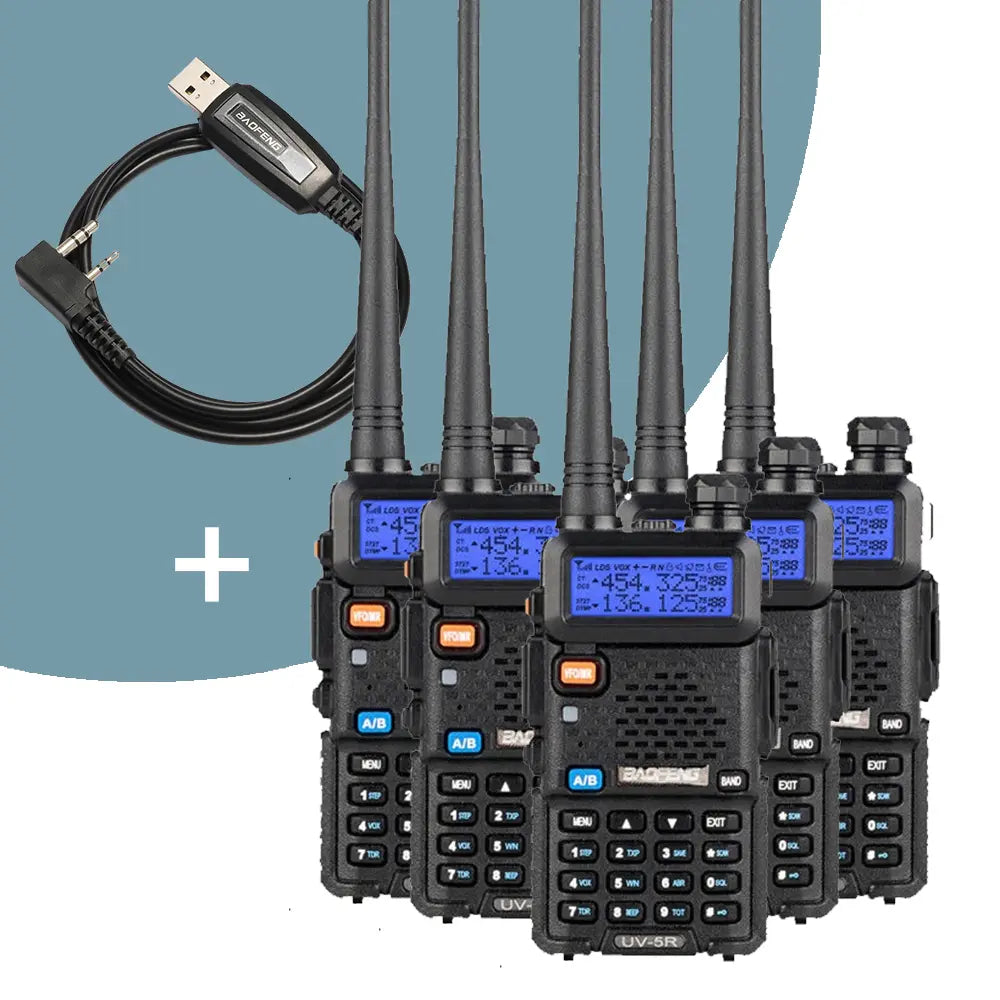 UV-5R Ham Radio [5 Pack + Cable]