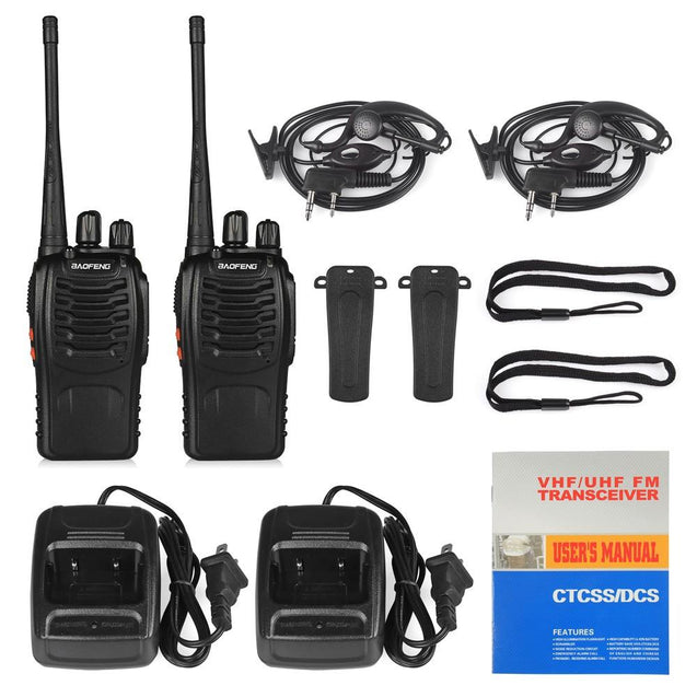 BF-888S [10 Pack + 10 Acoustic Earpiece + 1 Cable] 5W UHF Radio Baofeng
