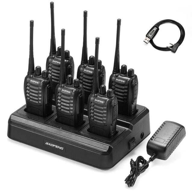 BF-888S [6 Packs + Six-way Charger + Programming Cable] Baofeng