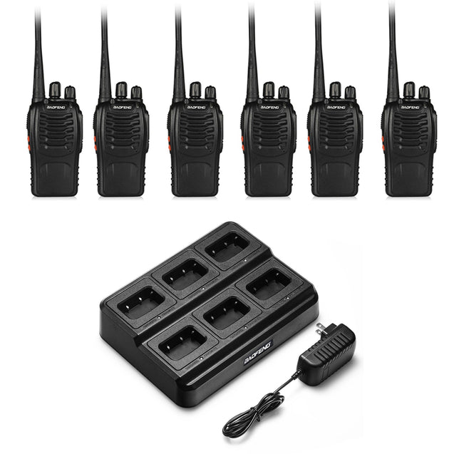 BF-888S [6 Packs + Six-way Charger + Programming Cable] Baofeng