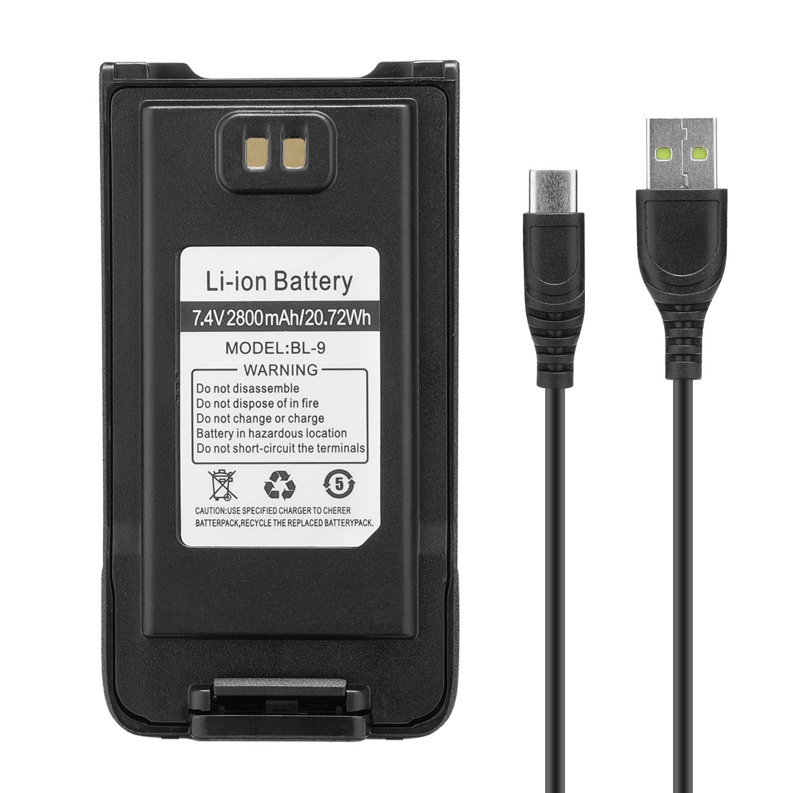 Battery 2800mAh for UV-9R Series with USB-C Port Baofeng