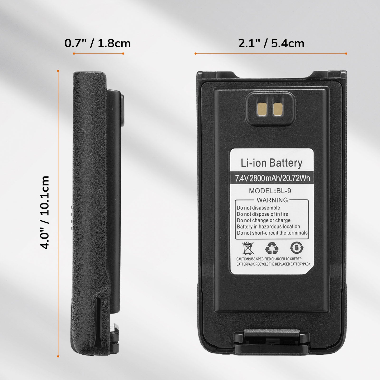Battery 2800mAh for UV-9R Series with USB-C Port Baofeng