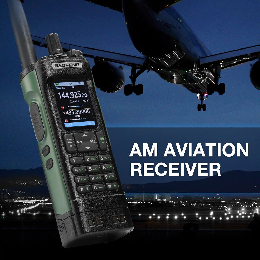 AM aviation UV-32 receiver with airplane in the background
