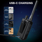 Black UV-5R Mini with USB-C charging options on a dark blue background