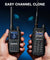 Two walkie-talkies held in hands with a blue background and 'Easy Channel Clone' text.