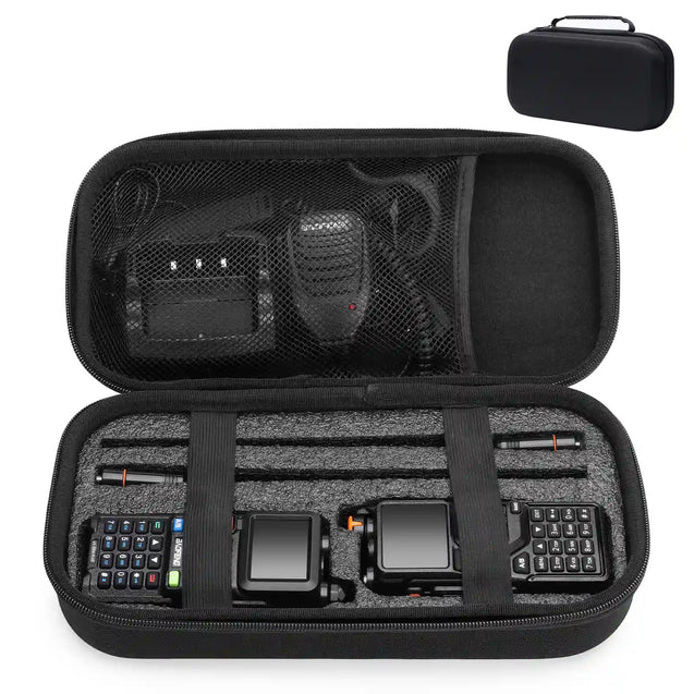 PB5 Walkie Talkie Carrying Case with compartments for electronic devices on a white background