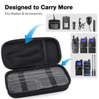PB5 Walkie Talkie Carrying Case for radios and accessories with text 'Designed to Carry More' and images of radios and equipment.