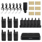 Set of Baofeng T22 walkie-talkies with accessories on a white background