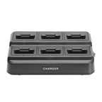 Black multiple-port charger on a white background