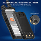 2200mAh LONG-LASTING BATTERY with Convenient USB-C Charging