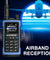 Baofeng UV-7B walkie-talkie with airplane in the background and 'Airband Reception' text