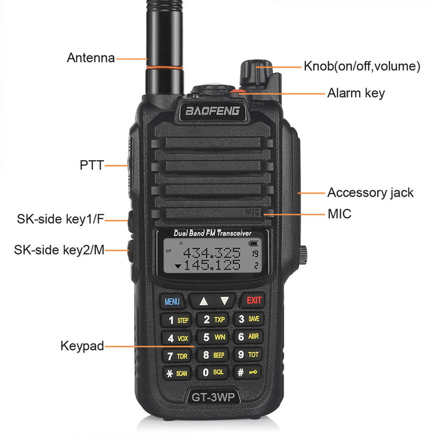 GT-3WP 5W/3W/1W Dual Band Radio Baofeng