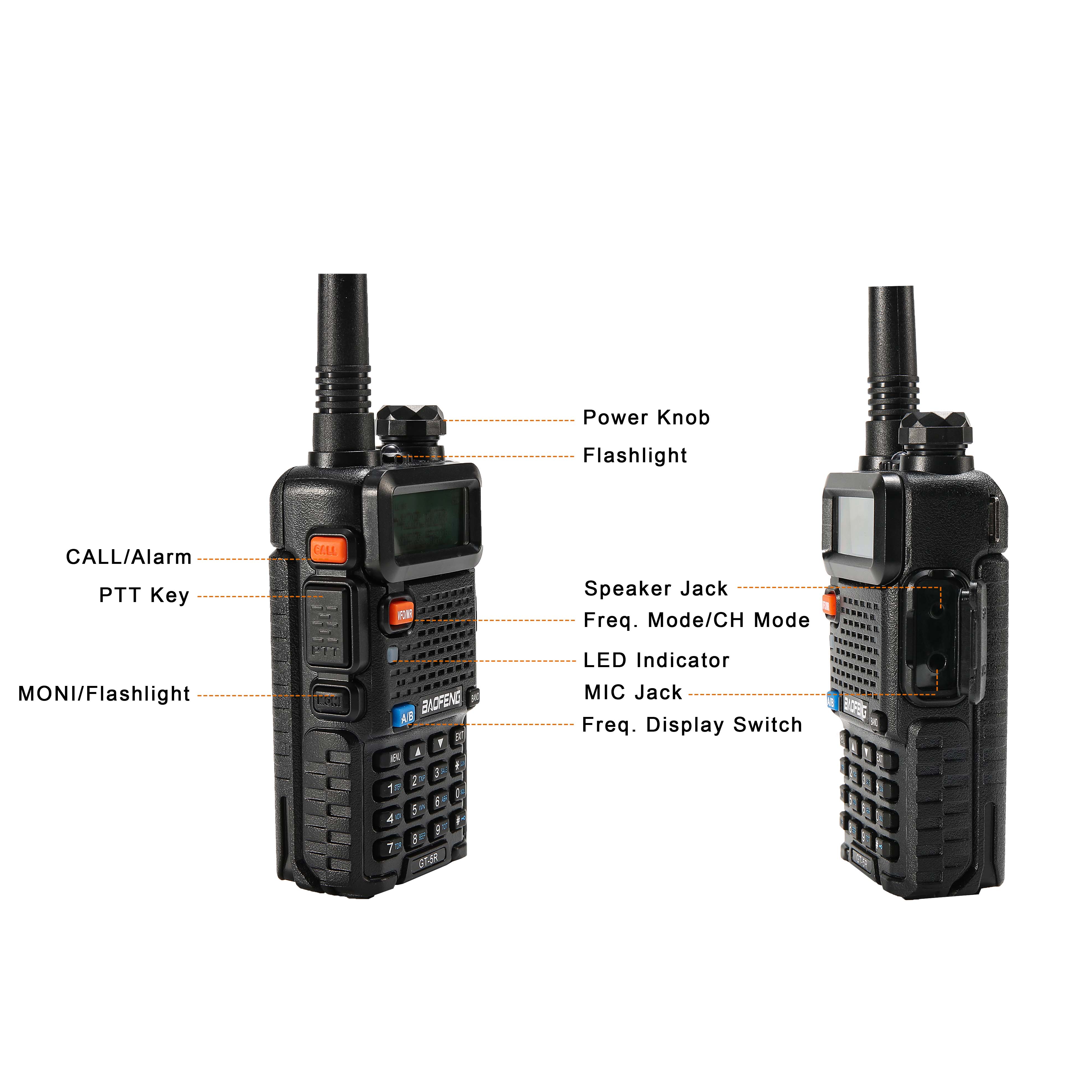 BAOFENG GT-5R Walkie Talkie bidireccional de Banda Dual Radio UHF