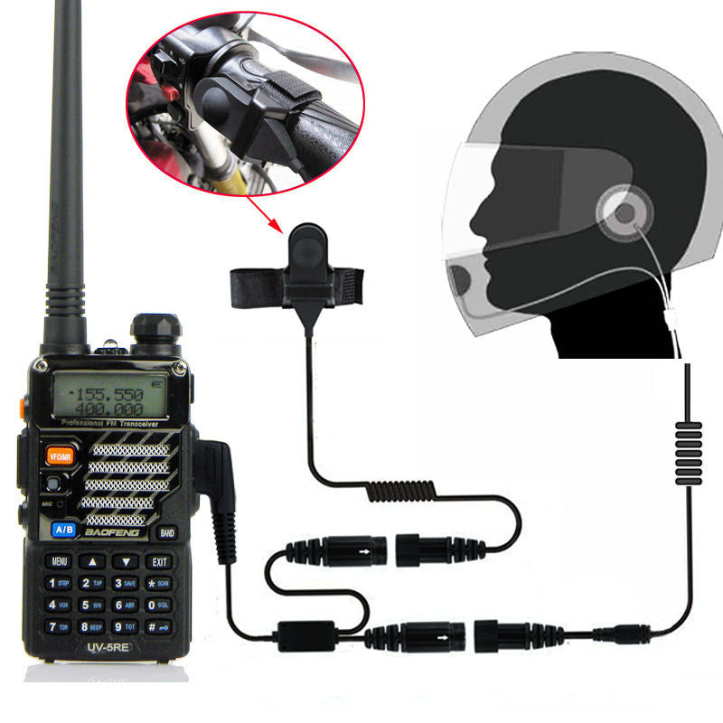 Helmet Kit Full Face Motorcycle Headset Earpiece Mic with UV-5R