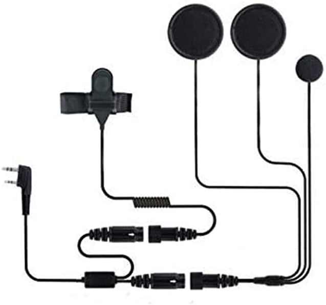 Helmet Kit Full Face Motorcycle Headset Earpiece Mic, 2 Pin K-plug Baofeng