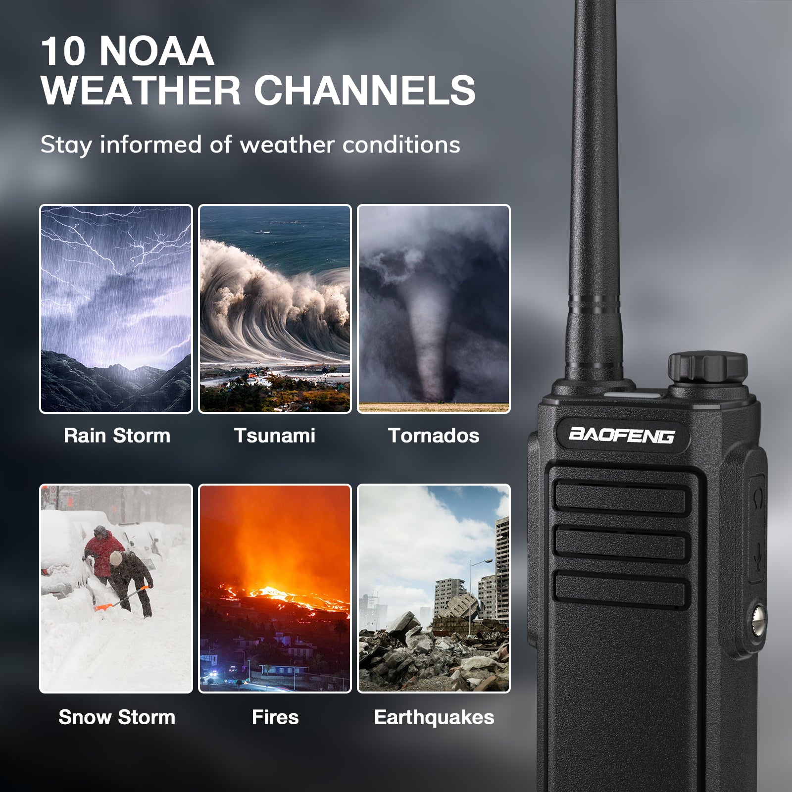 MP31 GMRS Radio comes with 10 NOAA channels
