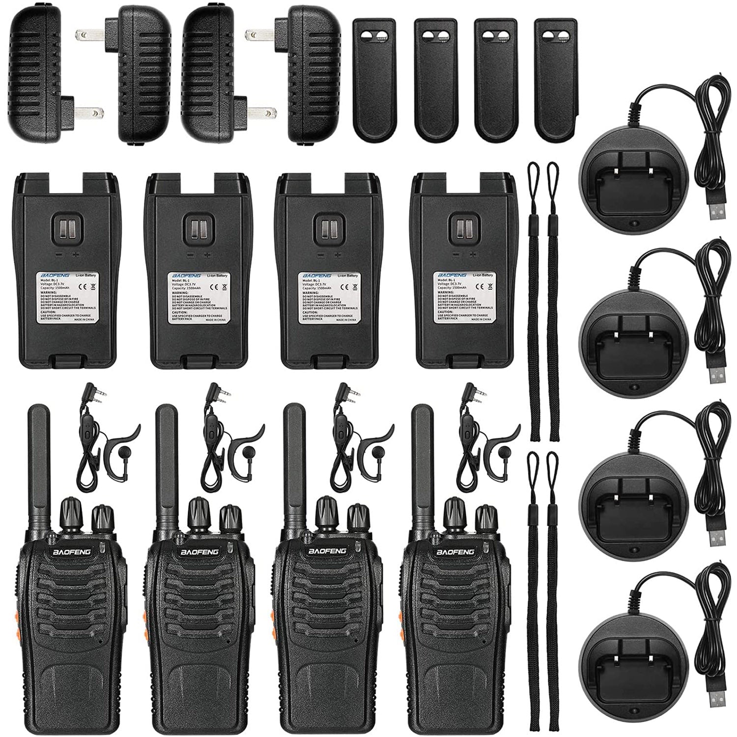 BF-88ST FRS Radio 2W License-free, 4PCS package content