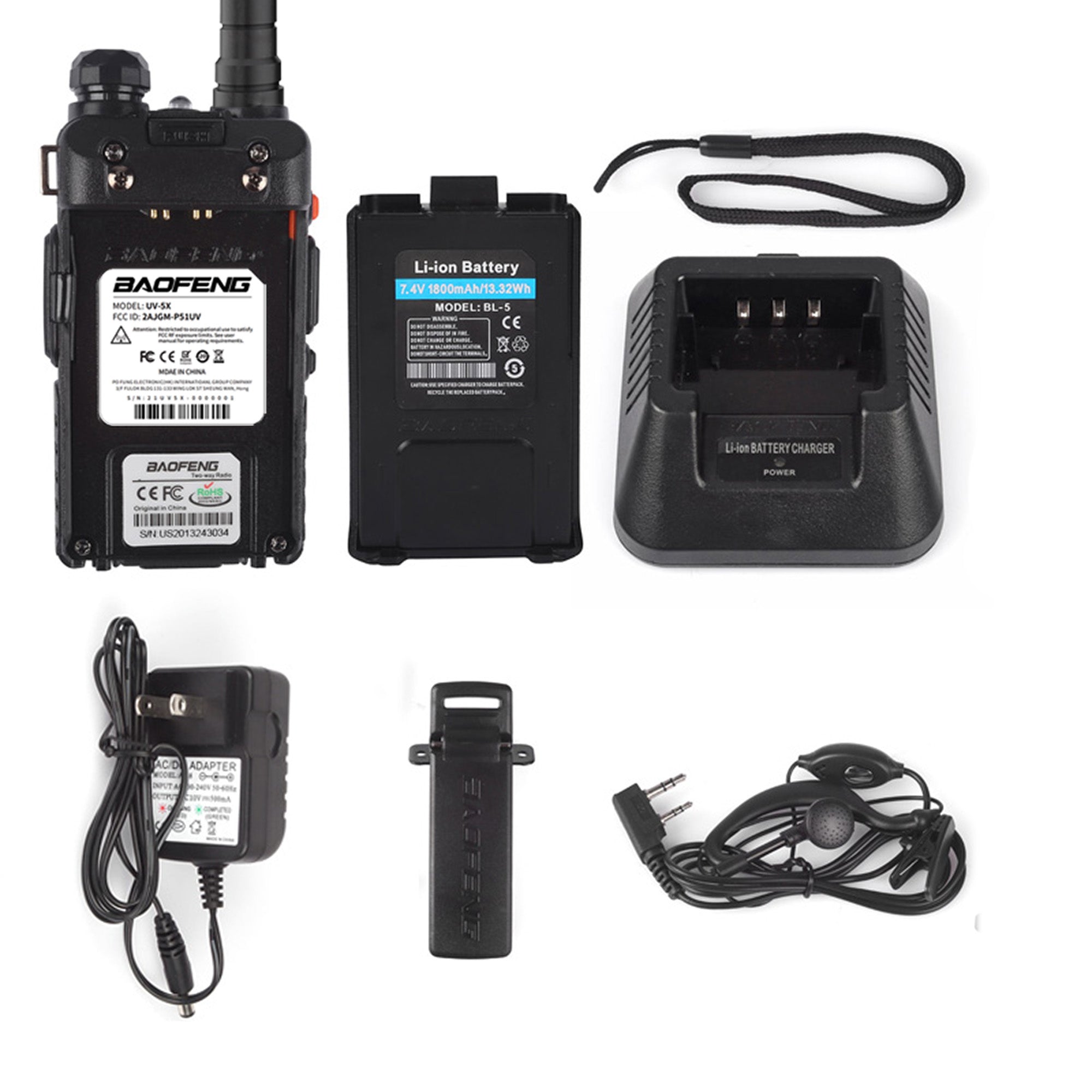 Baofeng UV-5X GMRS Radio, 5W, Repeater Capable