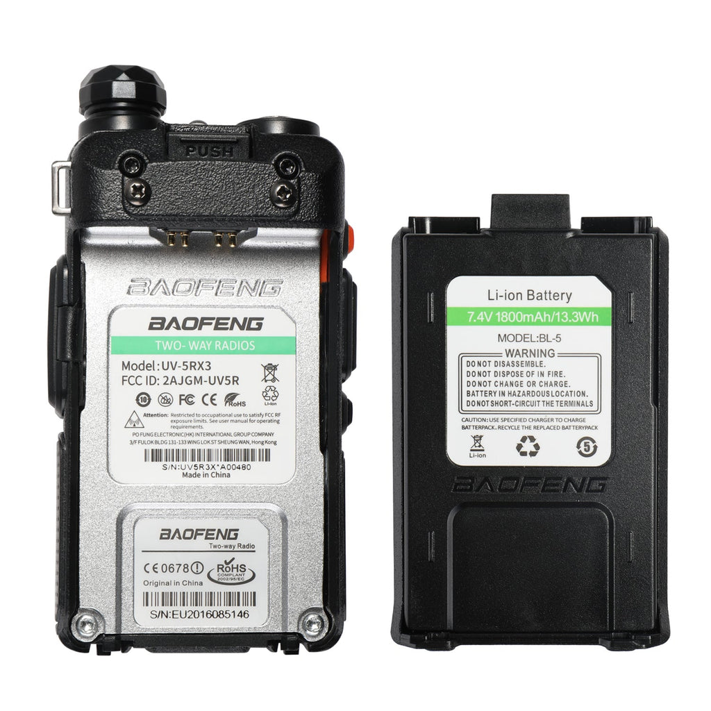 UV-5RX3 5W Tri-band 2M Radio  with battery Baofeng
