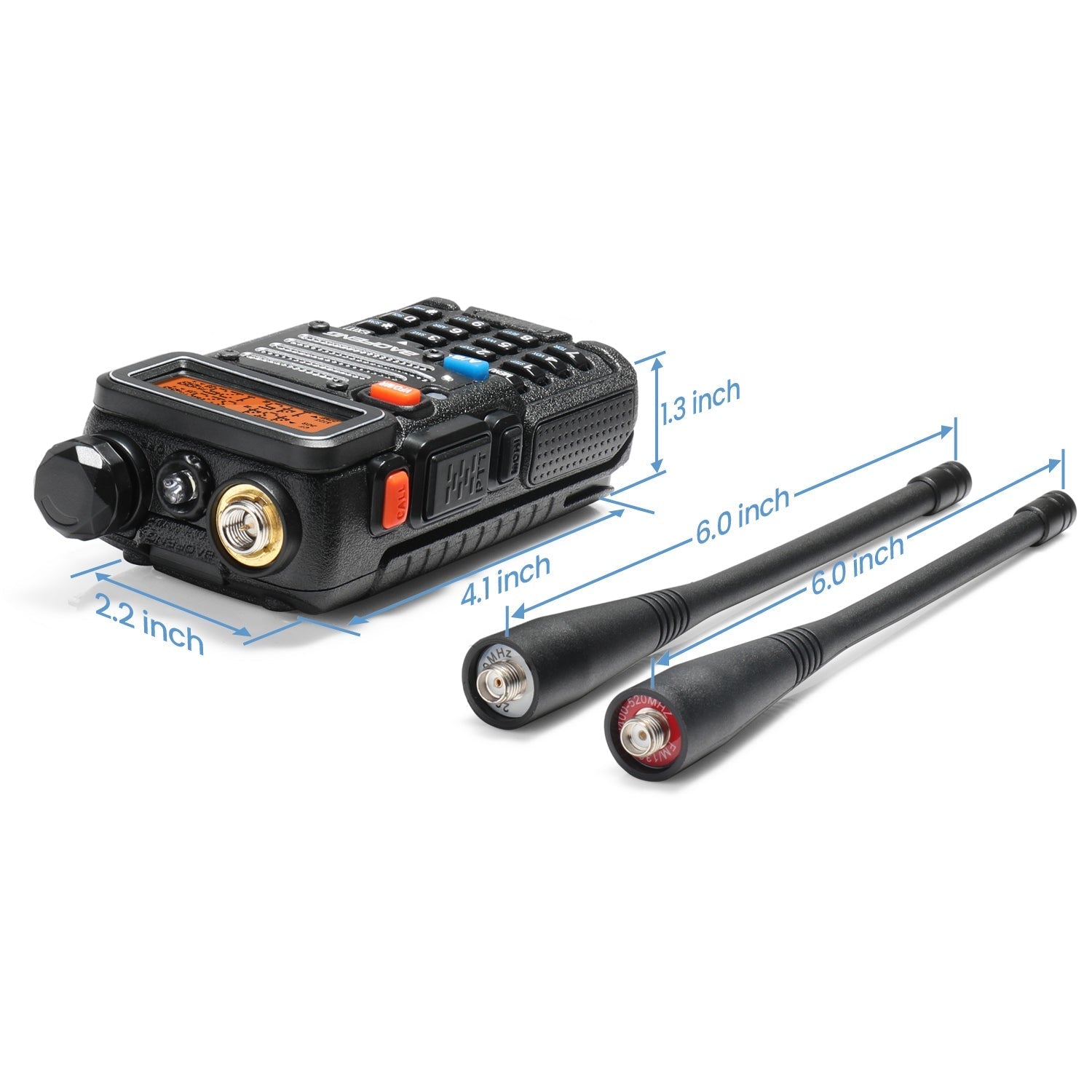 UV-5RX3 5W Tri-band 2M Radio Baofeng Size