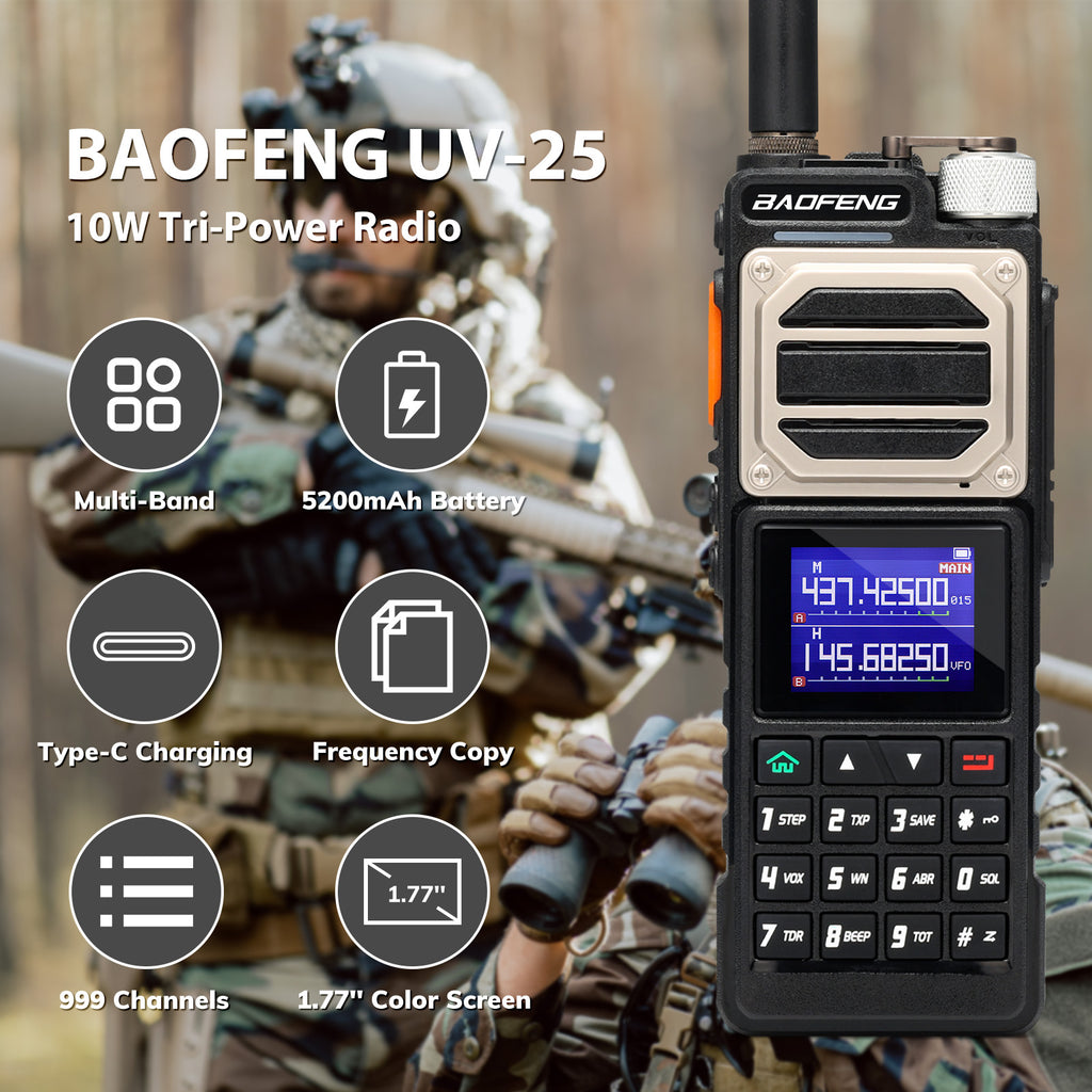 Baofeng UV-25 10W Walkie Talkie A Lungo Raggio Tri Band FM - Foto 14