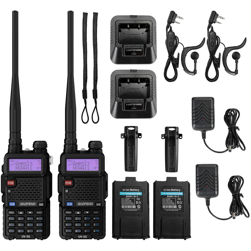  UV-K5 Dual Band Radio 5 Watt Output Portable Two-Way Radio with  NOAA Weather Alert Walkie Talki FM (2pcs) : Electronics