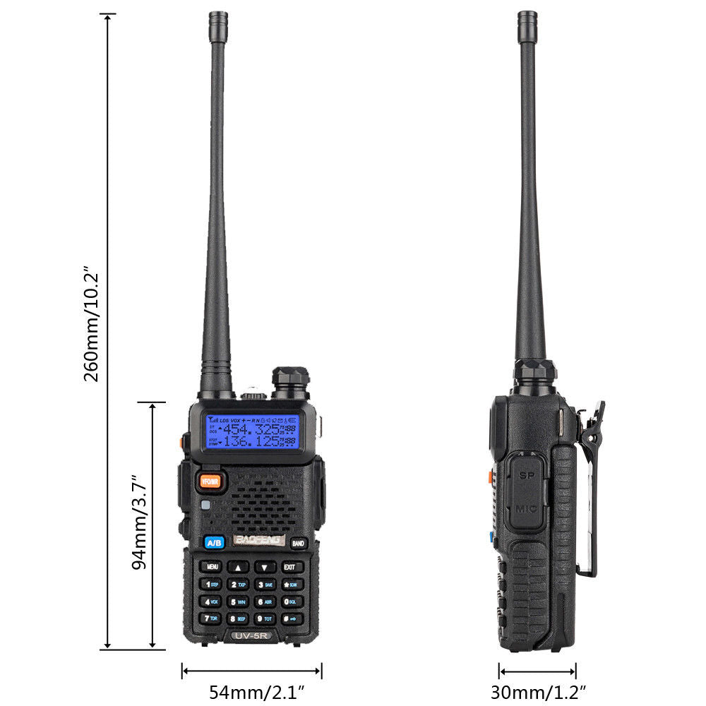 Baofeng UV-5R VHF136-174/UHF400-470MHz Dual Band FM HAM Two Channel Radio  Black - Baofeng Radios 