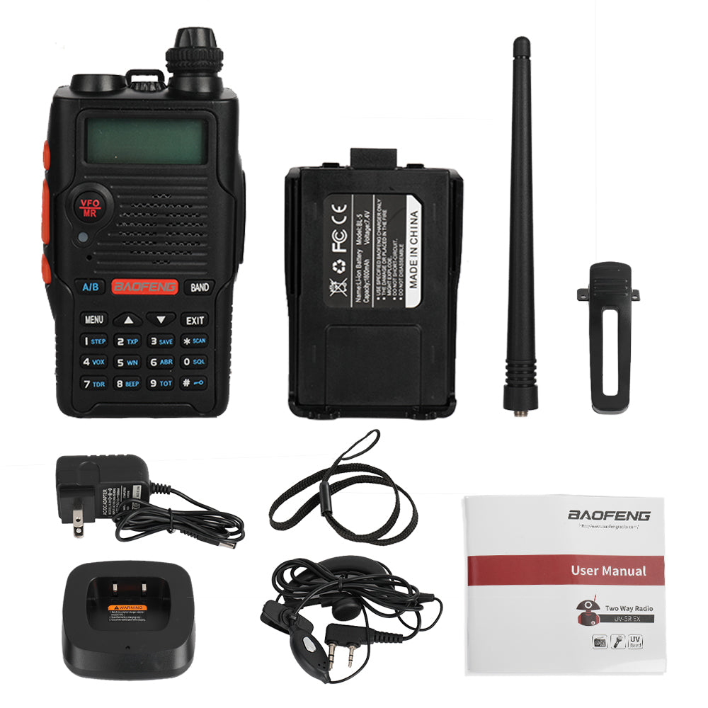 Rango De Baofeng UV 5R EX Walkie Talkie 5W De Banda Dual De Radio