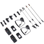 Collection of UV-5RM Plus GPS  and accessories on a white background