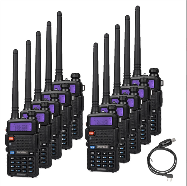 UV-5RTP 8W/4W/1W Dual Band [10 PACKS] & Programming Cable Baofeng