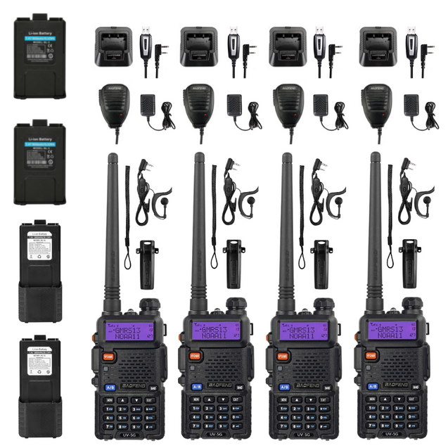 UV-5X (UV-5G) GMRS Radio, 4 Pack Baofeng