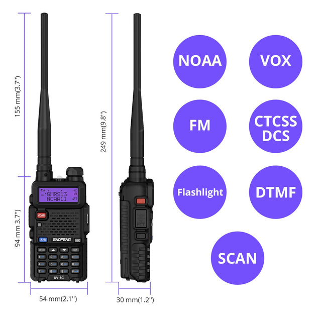 UV-5X (UV-5G) GMRS Radio, 4 Pack Baofeng