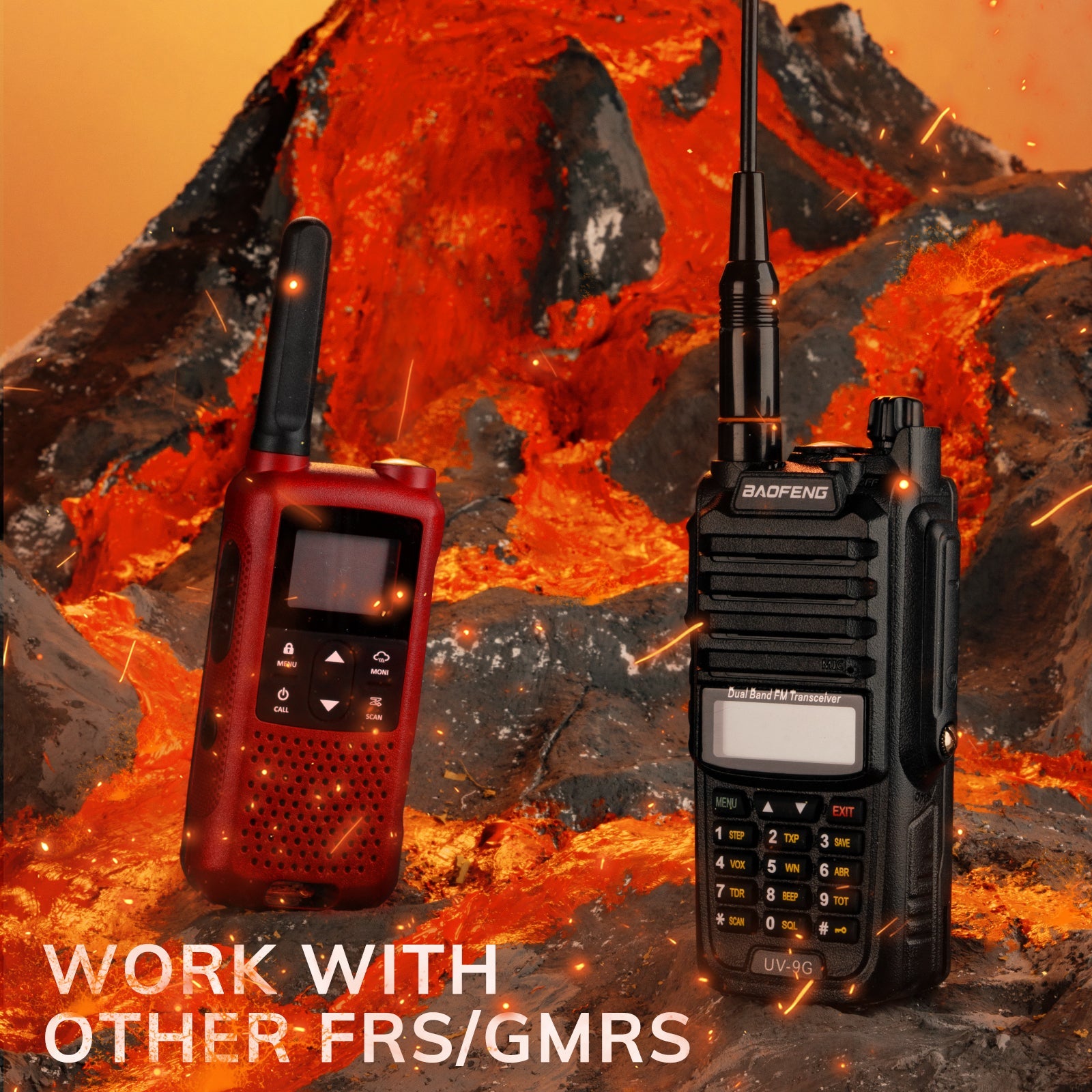 BAOFENG GM-15 Pro GMRS Radio Long Range Walkie Talkies Rechargeable NOAA  Scanning & Receiving Two Way Radio,GMRS Repeater Capable with Full Kits  (Red)