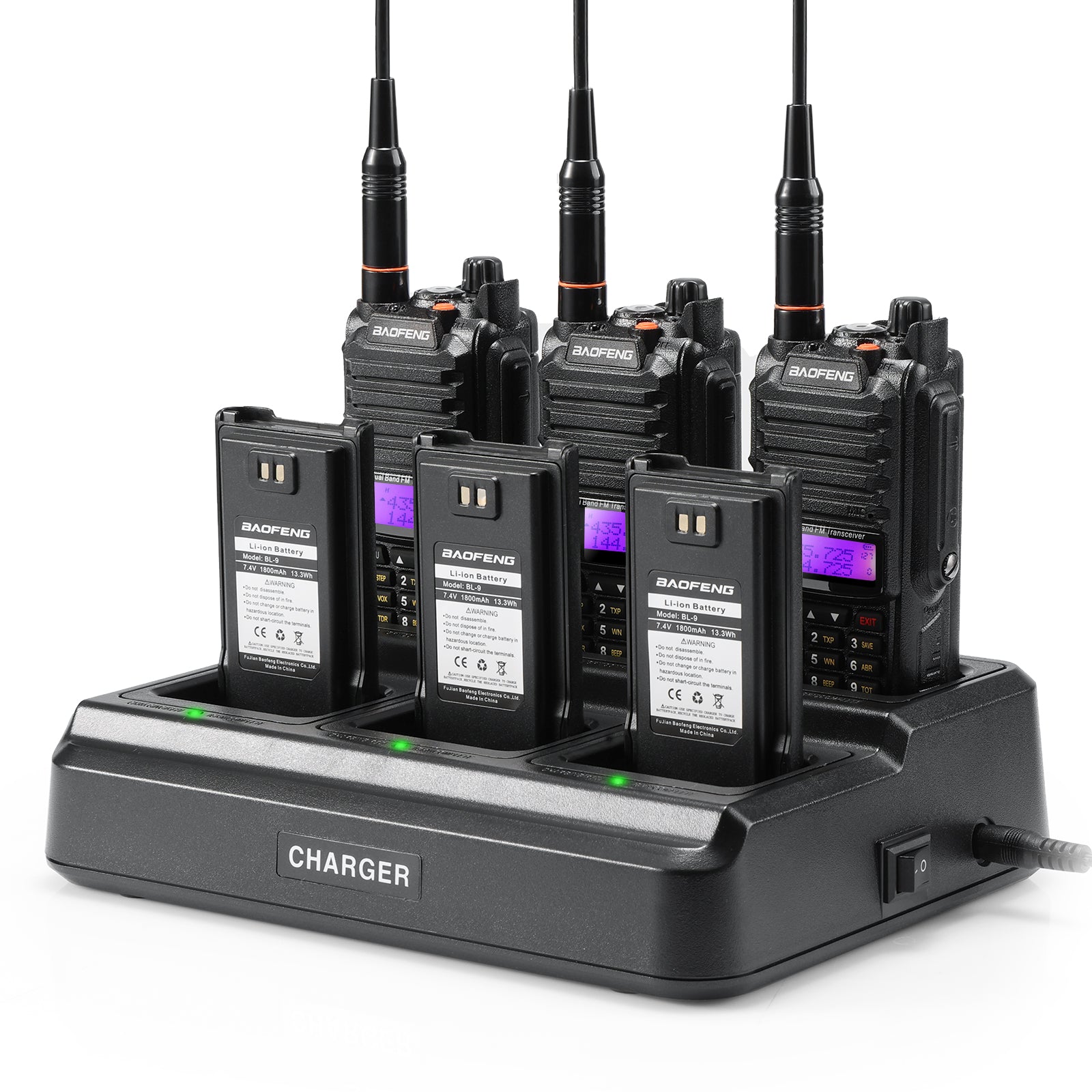 Side view of the UV-9G Six Way Charger with UV-9G