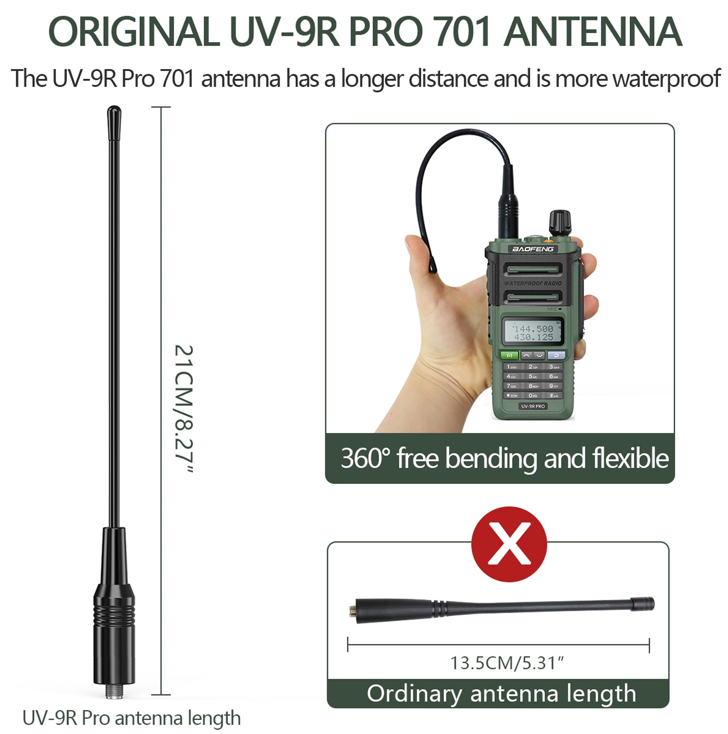 UV-9R PRO Baofeng antenna size